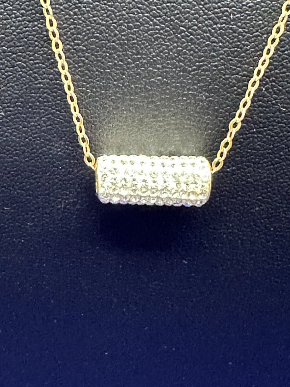 Gold Vermeil “Mom Jordan” CZ Cylinder Slide Pendant Necklace